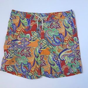 Polo Ralph Lauren preppy paisley swim trunks suit
